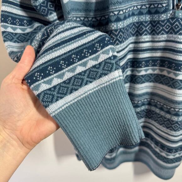 Eddie Bauer Sweater Women L 1/2 Zip Long Sleeve Pullover Fair Isle Mock Neck Top - Picture 5 of 8